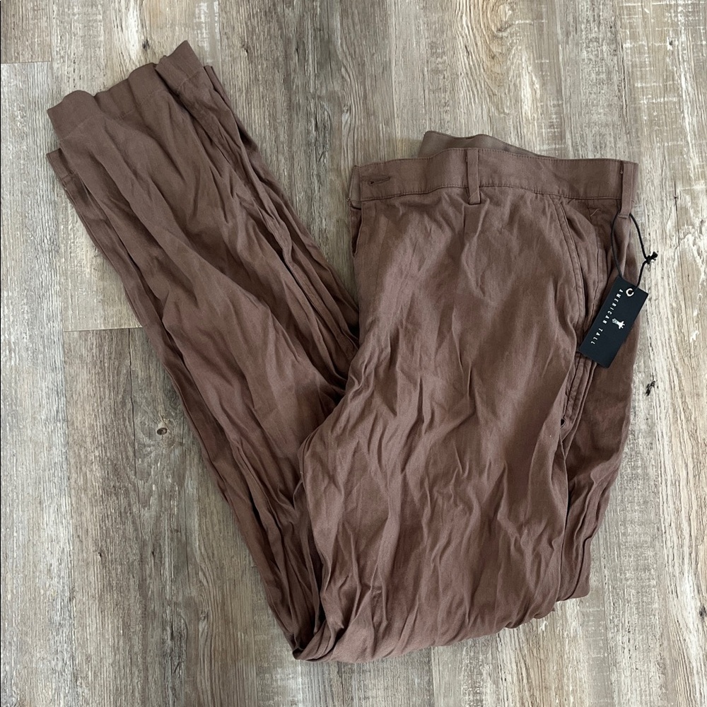 American Tall | Brown Linen Blend Pants